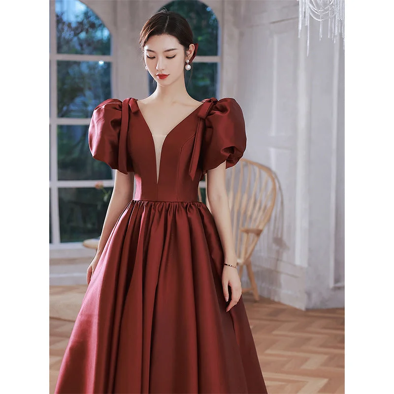 Elegant Wine Red Ball Gown Dresses