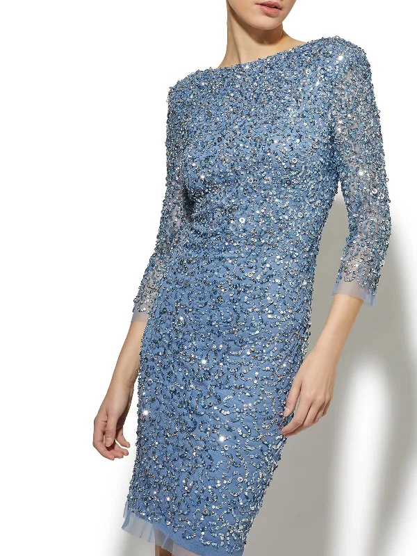 January Sky Blue Hand Beaded Dress