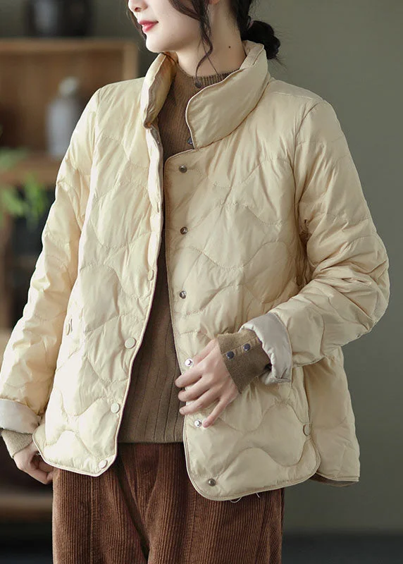 DIY Khaki Casual Winter Down Coats