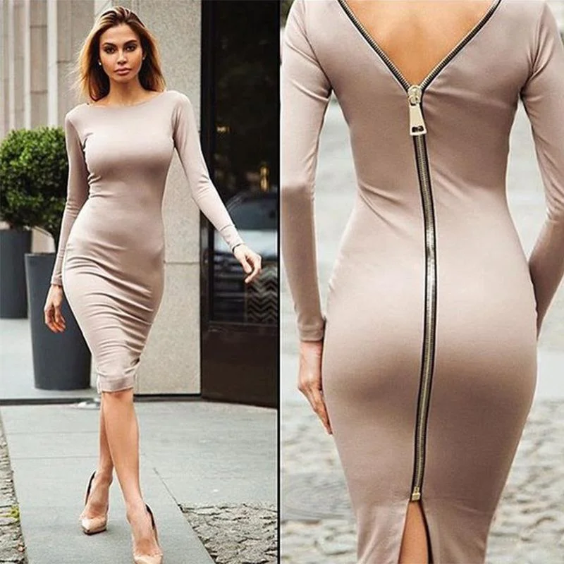 Sexy Back Zippered Bodycon Dresses