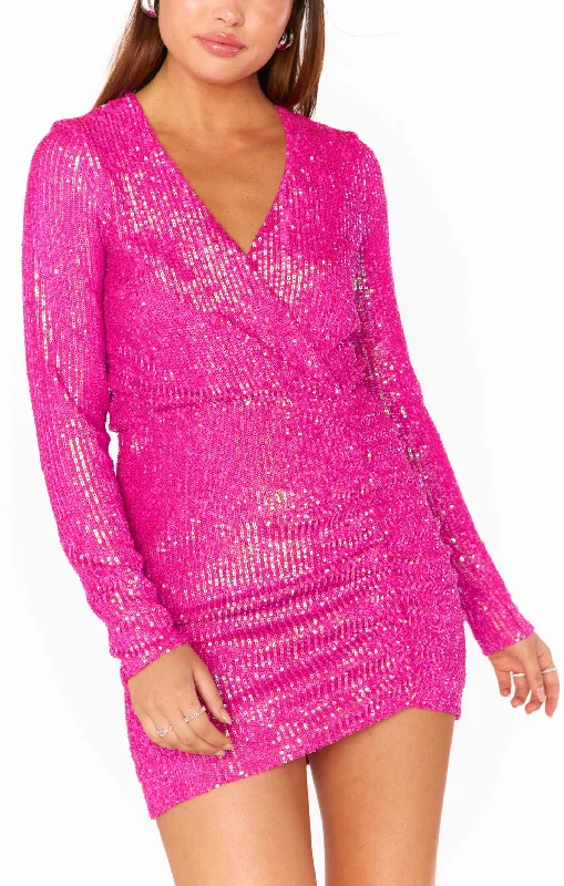 Party Hop Dress ~ Pink Disco Sequins