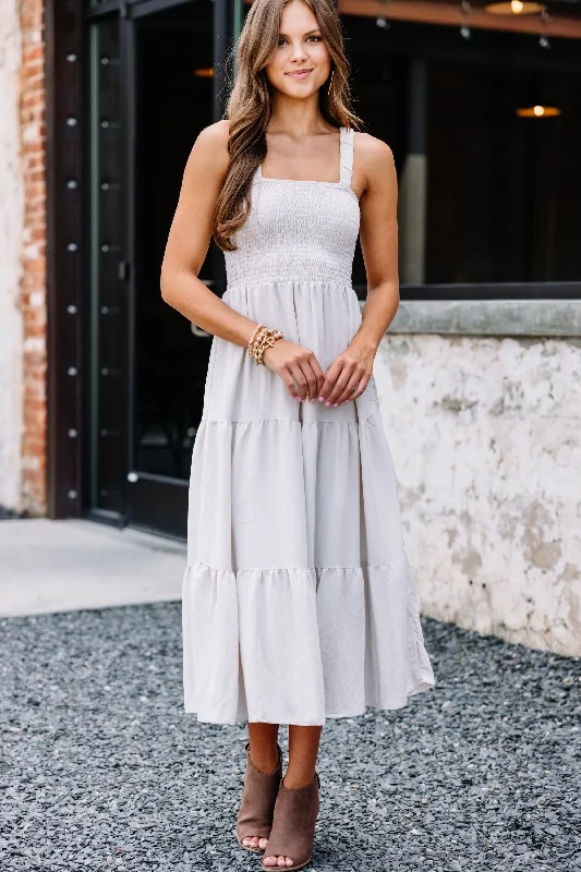 Feeling My Best Taupe Brown Midi Dress