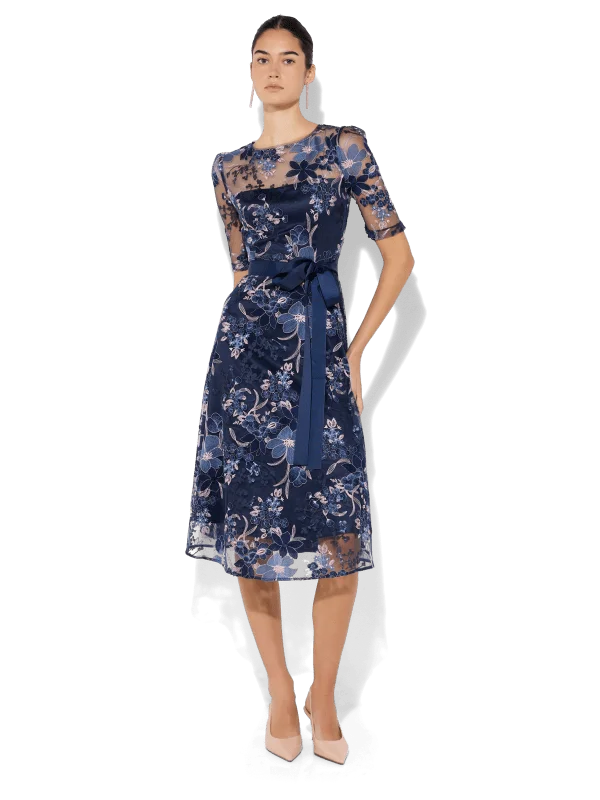 Loren Navy/Pink Lace Dress