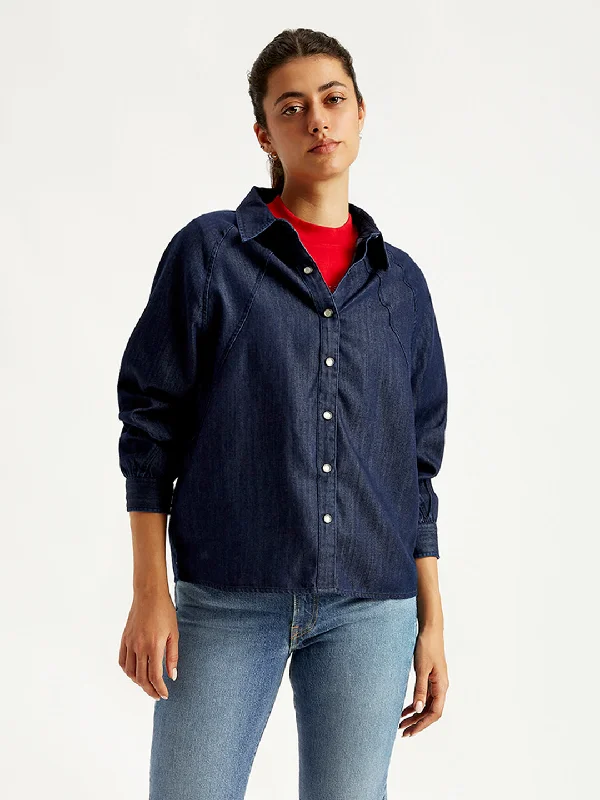 Women's Solid Regular Fit Denim Shirt