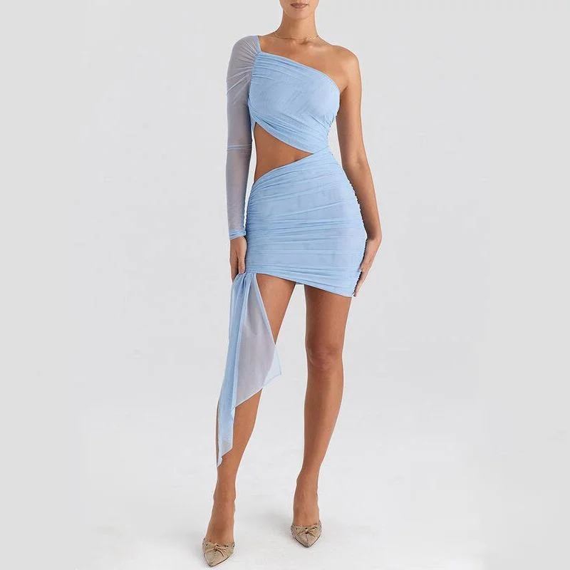 Chic Backless Mini Dress with Mesh Overlay