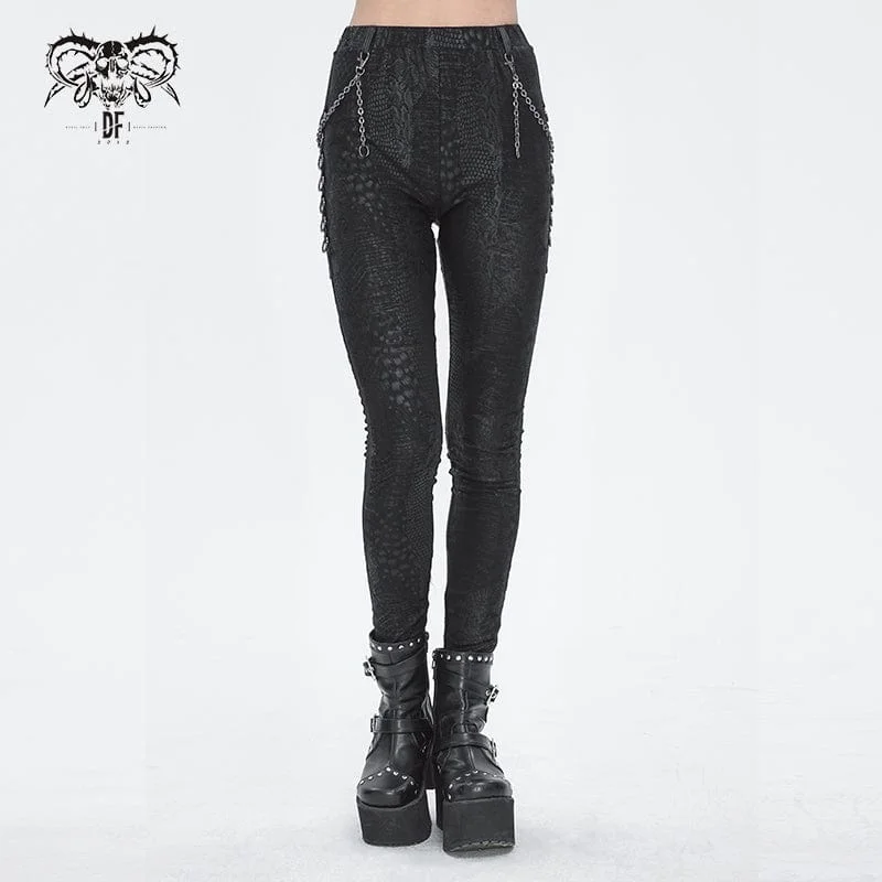 Women's Punk Jacquard Chain Ring Sides Leggings