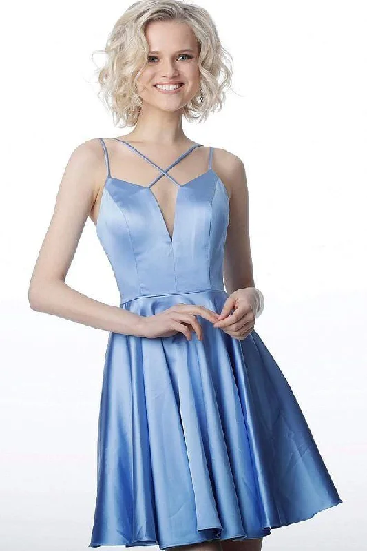 JVN by Jovani - JVN2276 V Neck Sleeveless Satin Cocktail Dress