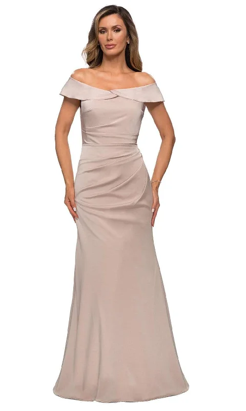 La Femme - Off Shoulder Ruche-Ornate Trumpet Dress 28110SC