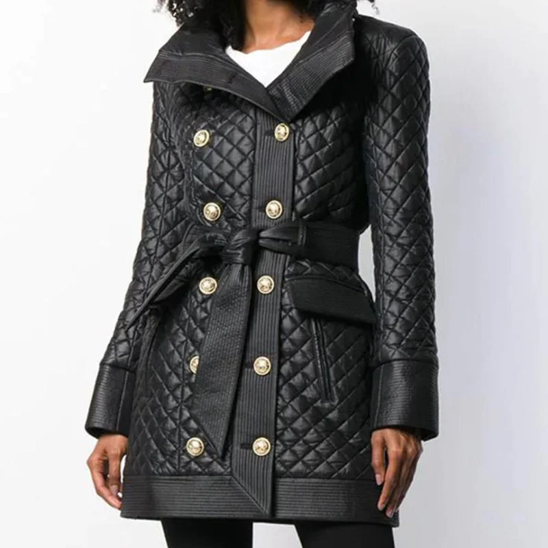 Genuine Leather Button Long Jacket