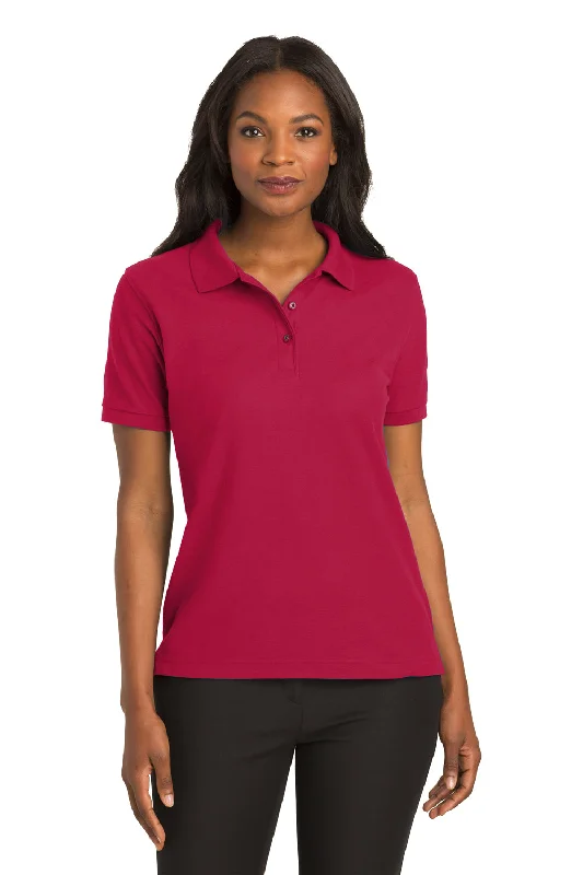 Port Authority Womens Silk Touch Wrinkle Resistant Short Sleeve Polo Shirt - Red