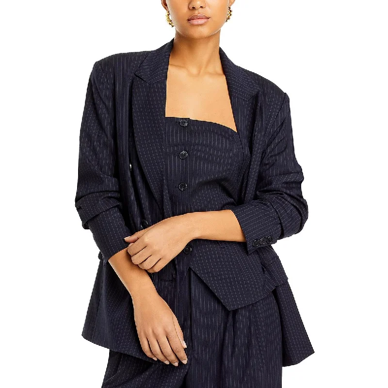 WAYF Womens Vesper Pinstripe Suit Separate Double-Breasted Blazer