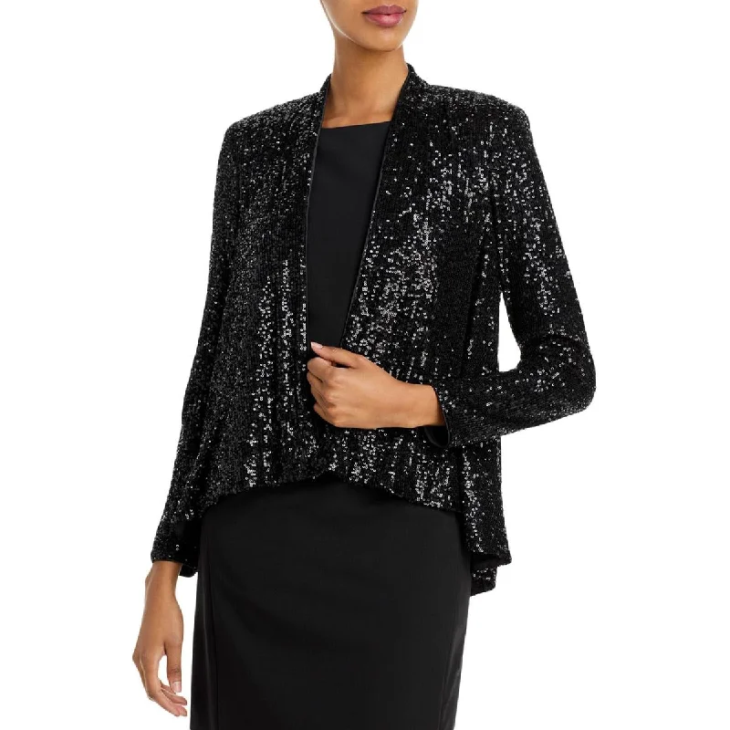 Eliza J Womens Sequined Open Front Collarless Blazer