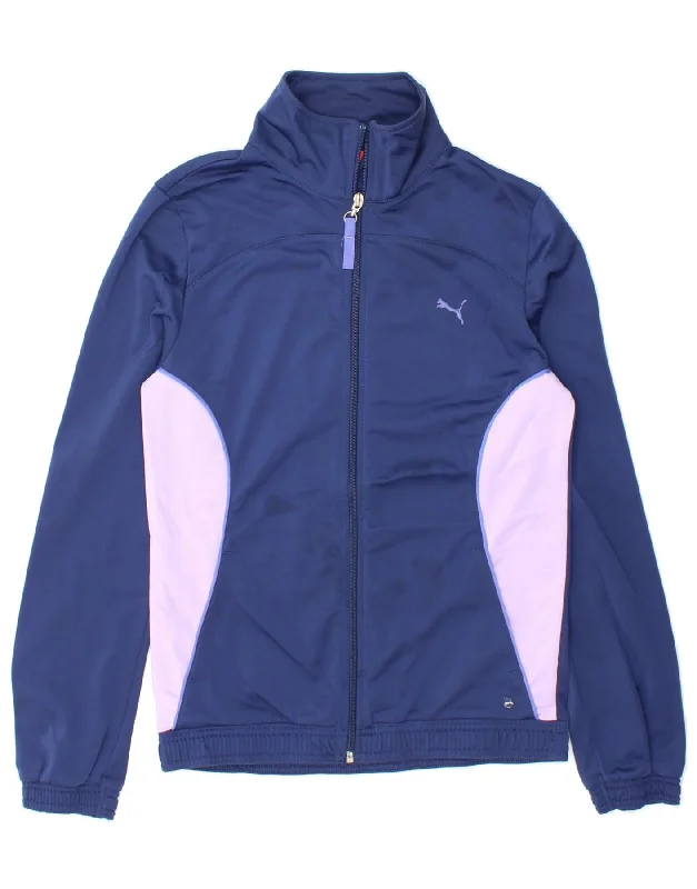 PUMA Womens Tracksuit Top Jacket UK 10 Small  Navy Blue Colourblock