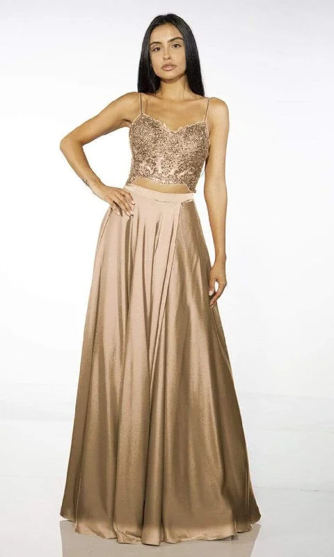 Alyce Paris - Two Piece Ornate Bodice Dress 60777 - 1 pc Rosegold In Size 0 Available