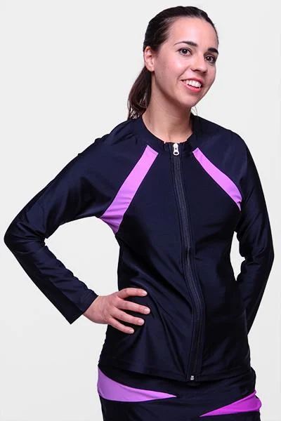 Athletic Full Zippered Swim Rash Guard