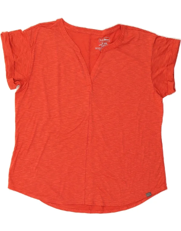 L.L.BEAN Womens T-Shirt Top UK 18 XL Orange Polyester