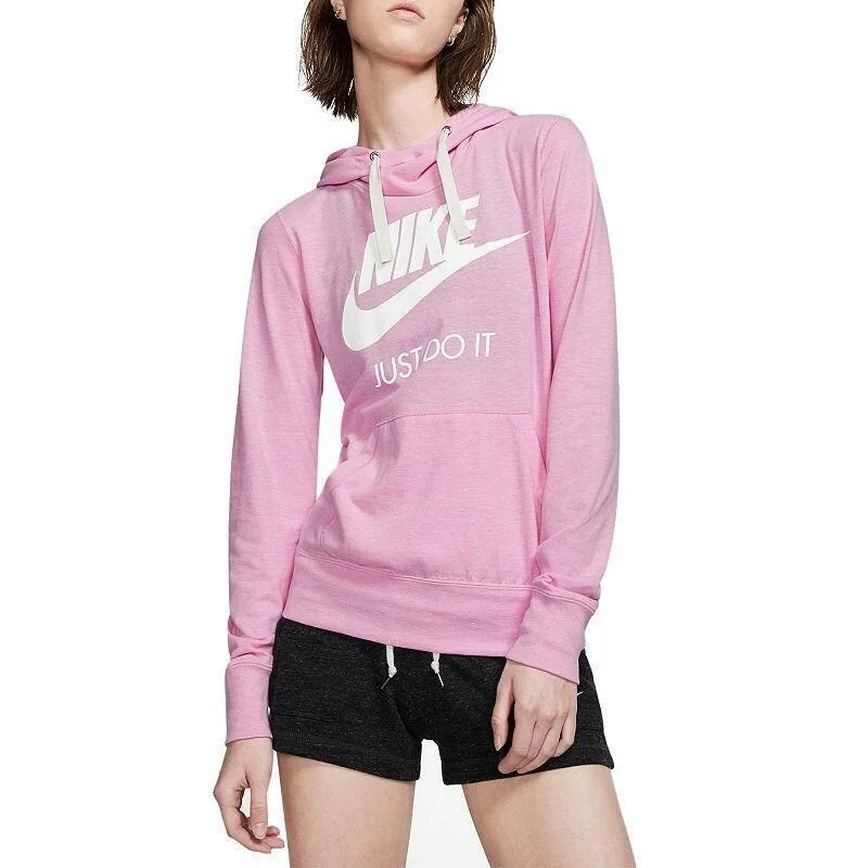 Nike Women's Gym Vintage Logo Hoodie Pink Size Medium