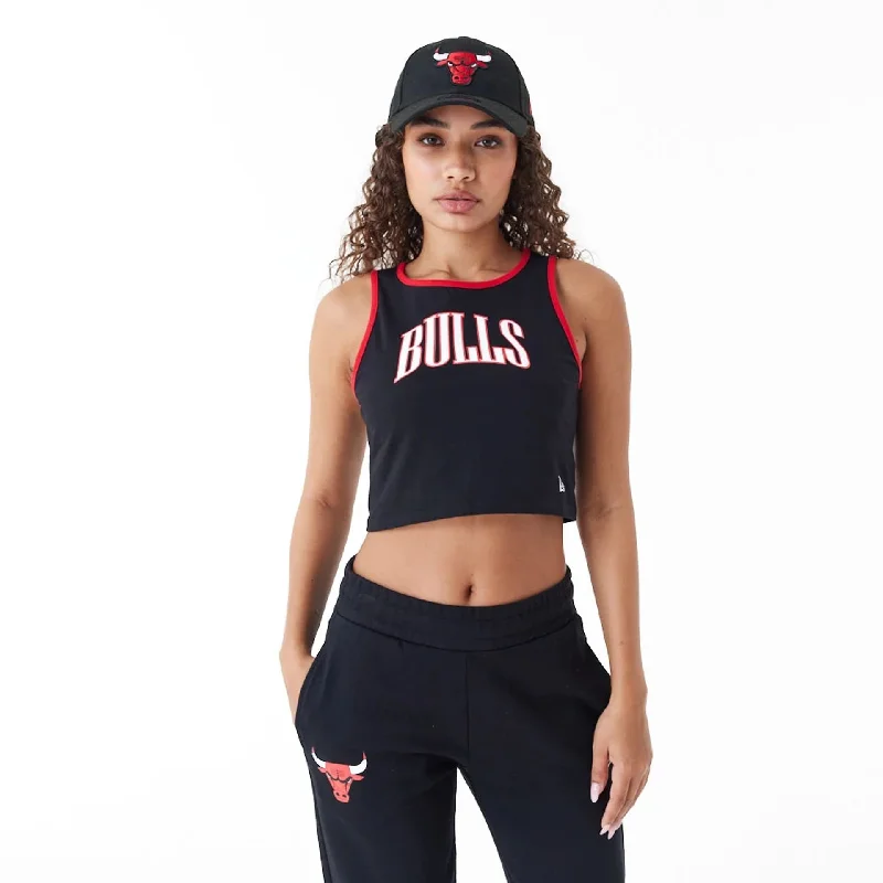 Chicago Bulls Womens Womens NBA Team Wordmark Black Crop Tank Top