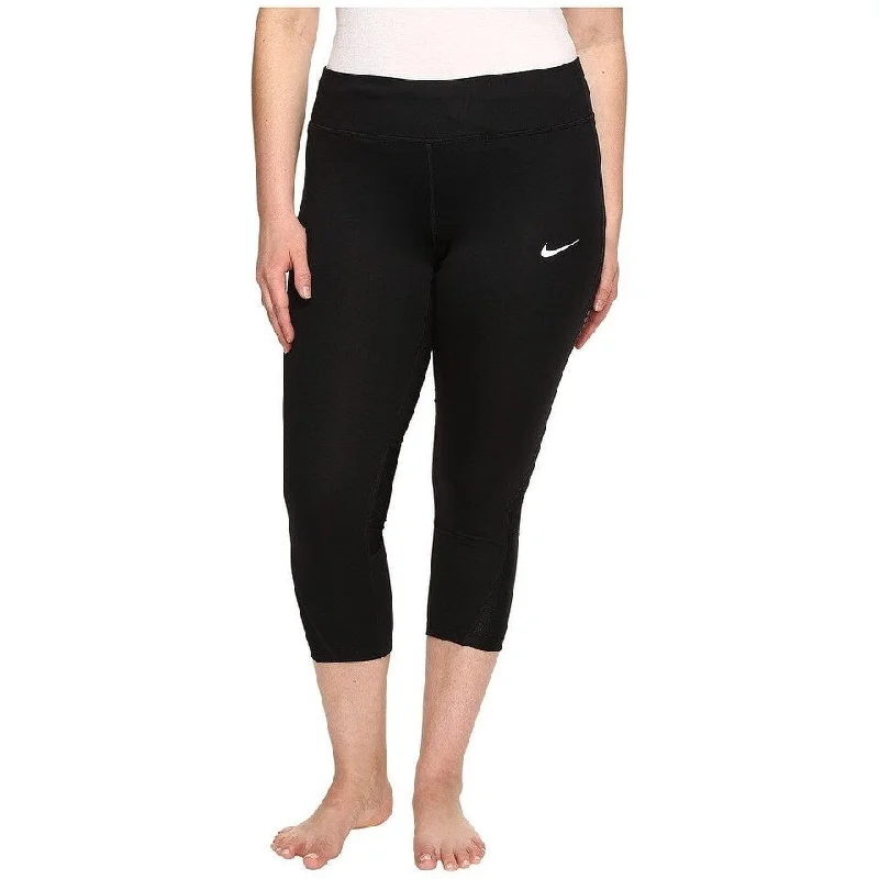 Nike Women's Plus Size Power Compression Cropped Leggings Black Size Extra Large - X-Large