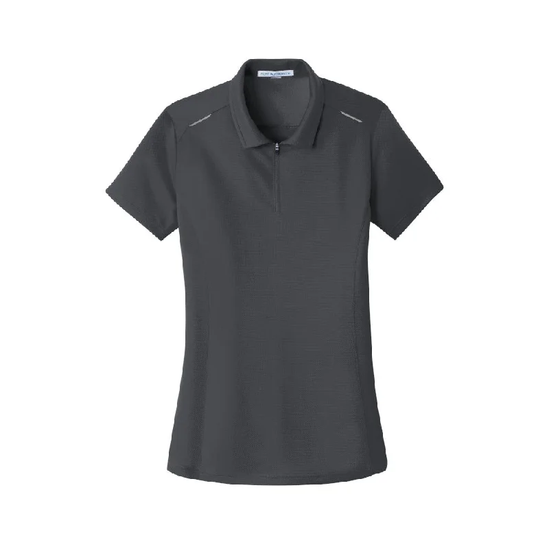 Port Authority Ladies Pinpoint Mesh Zip Polo