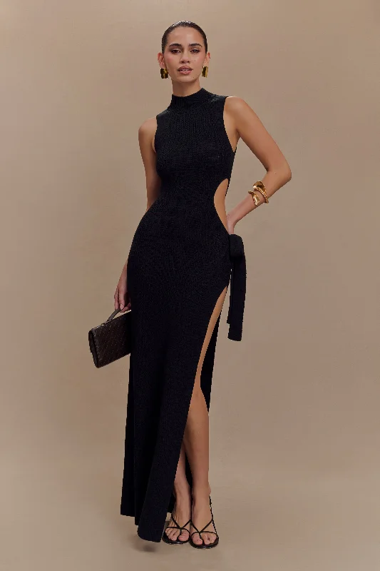 Stephanie Cut Out Knit Maxi Dress - Black