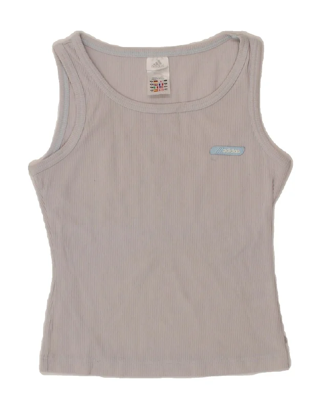 ADIDAS Womens Vest Top UK 12 Medium Grey Polyamide