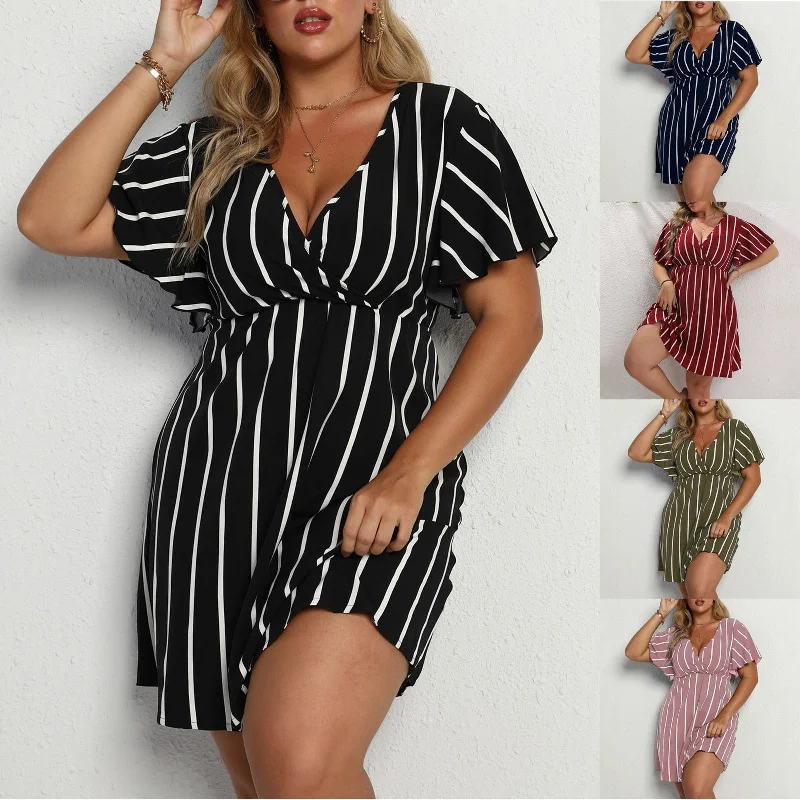 Casual Plus Sizes Boho Short Dresses