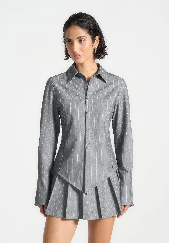 Pinstripe Angled Shirt - Grey