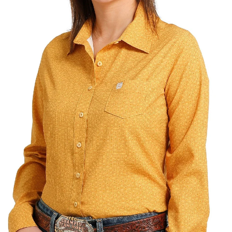 Cinch Women's L/S Mustard Tile Arenaflex Button Down Western Shirt