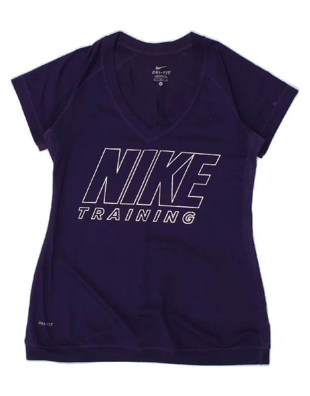 NIKE Womens Dri Fit Graphic T-Shirt Top UK 12 Medium Purple