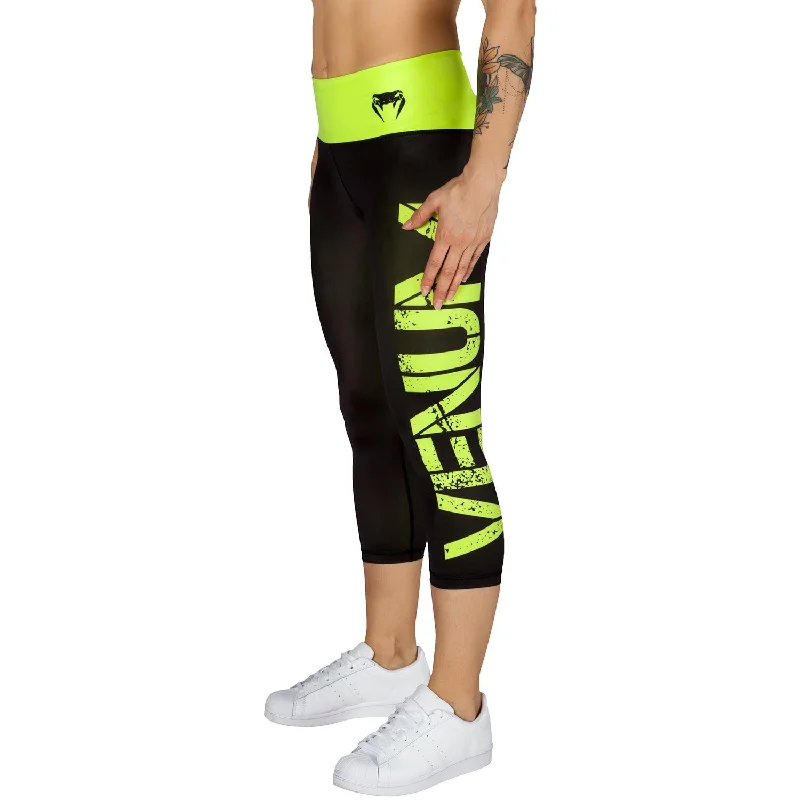 Venum Power Cropped Leggings - Black/Neo Yellow