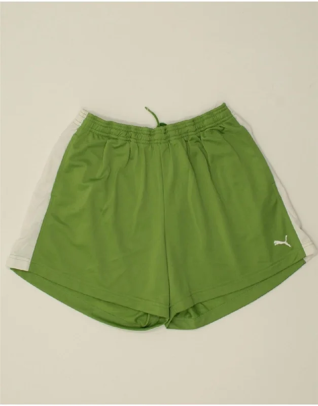 PUMA Womens Sport Shorts UK 16 Large Green Colourblock Polyester