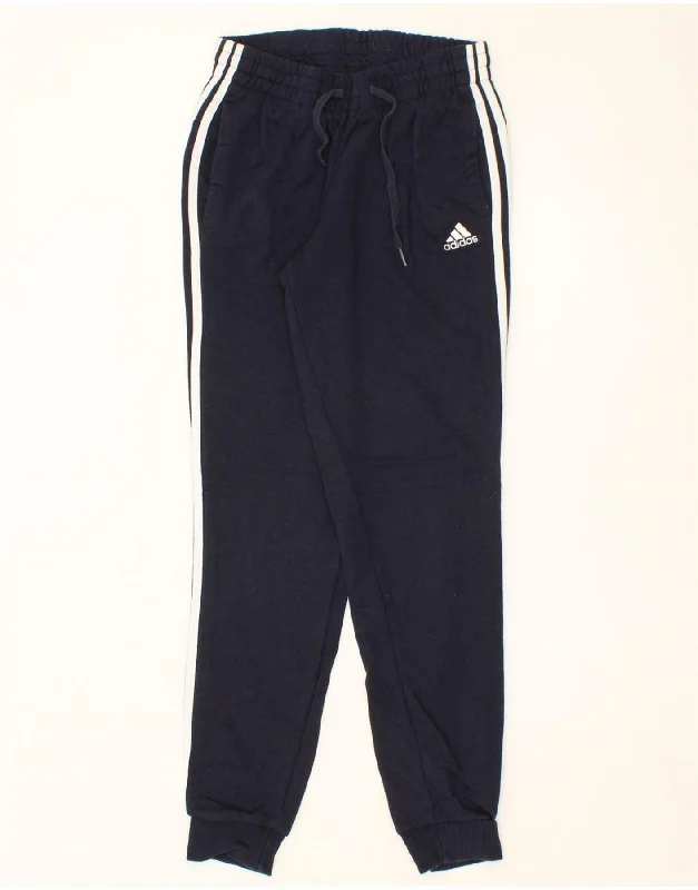 ADIDAS Womens Tracksuit Trousers Joggers UK 8/10 Small  Navy Blue Cotton