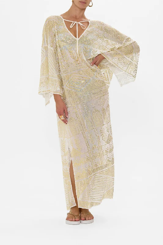 V NECK KAFTAN WITH TIES TEMPLES OF DENDARA