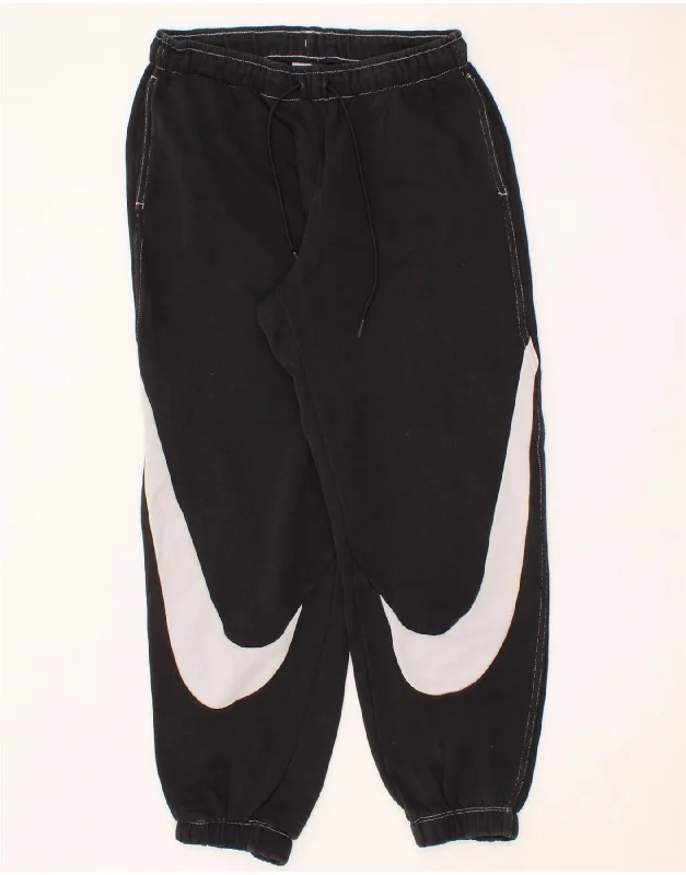 NIKE Womens Graphic Tracksuit Trousers Joggers UK 10 Small  Black Cotton