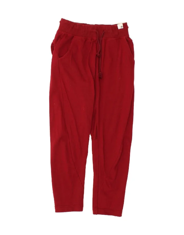 ADIDAS Womens Tracksuit Trousers UK 6 XS Red Cotton