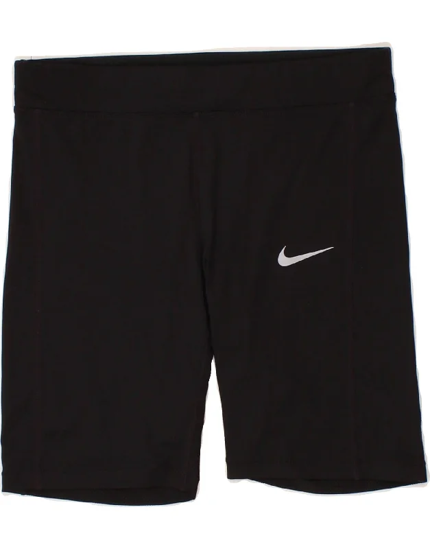 NIKE Womens Dri Fit Sport Shorts UK 12 Medium Black Polyester