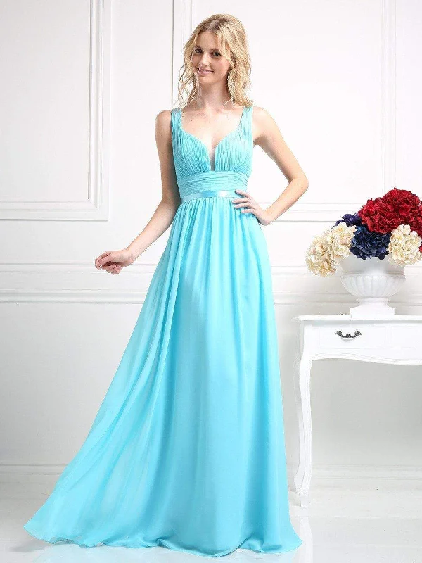 Cinderella Divine - 1972 Plunging Sweetheart Empire Chiffon Long Formal Dress