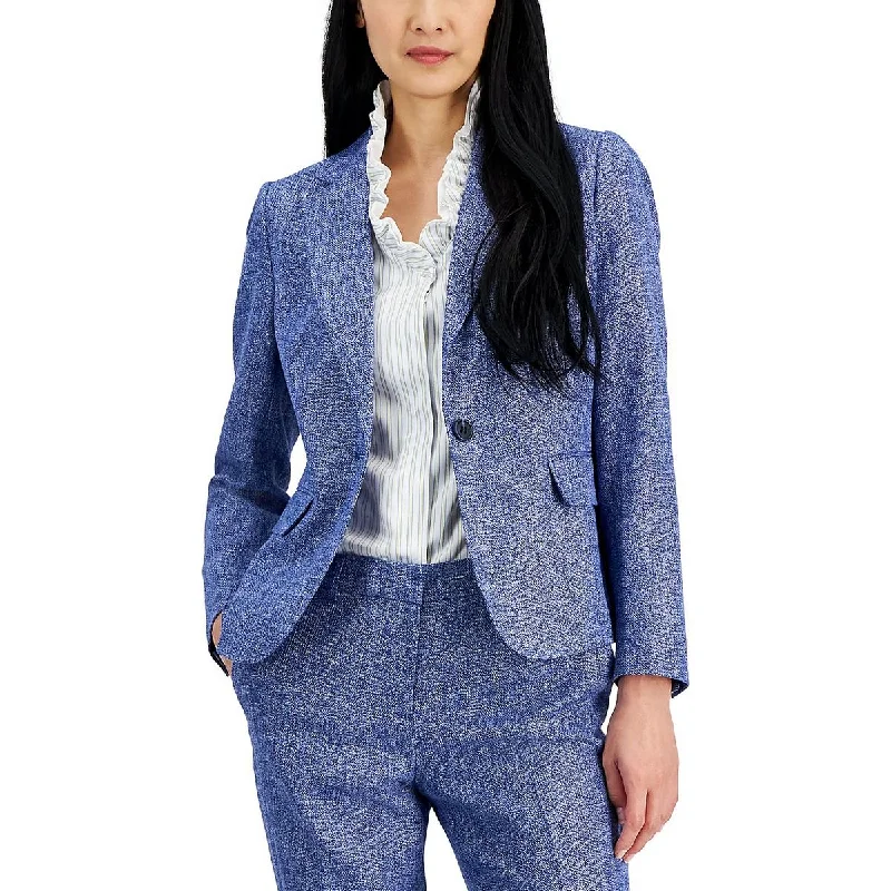 Anne Klein Womens Heathered Business One-Button Blazer