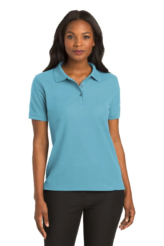 Port Authority Womens Silk Touch Wrinkle Resistant Short Sleeve Polo Shirt - Maui Blue