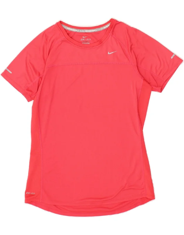 NIKE Womens Dri Fit T-Shirt Top UK 12 Medium Pink Polyester