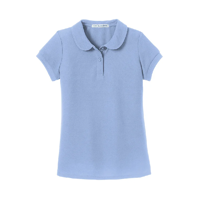 #Port Authority Girls Silk Touch Peter Pan Collar Polo