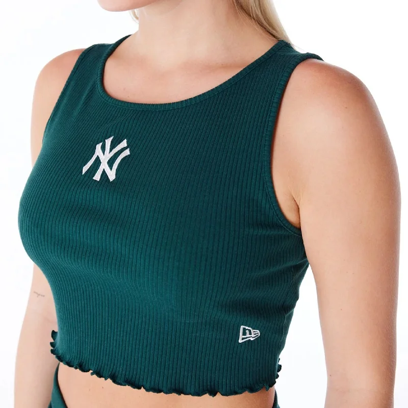 New York Yankees Womens MLB Rib Dark Green Crop Tank Top