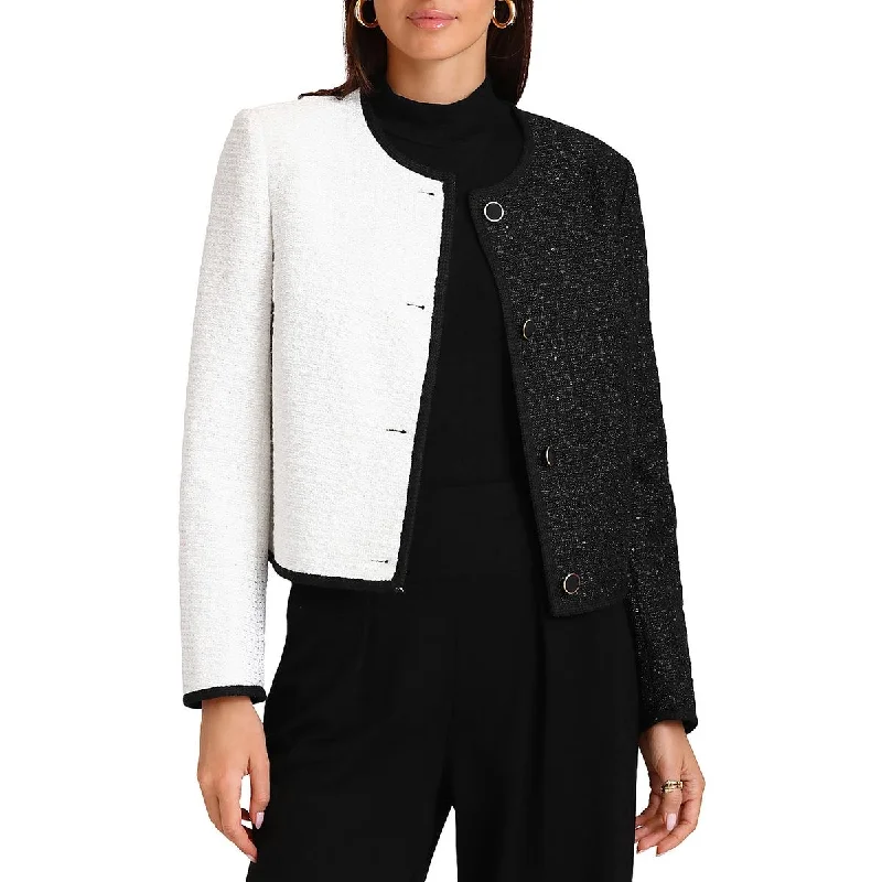 Bagatelle Womens Tweed Office Wear Collarless Blazer