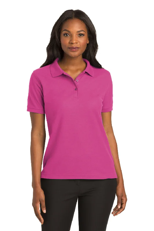 Port Authority Womens Silk Touch Wrinkle Resistant Short Sleeve Polo Shirt - Tropical Pink