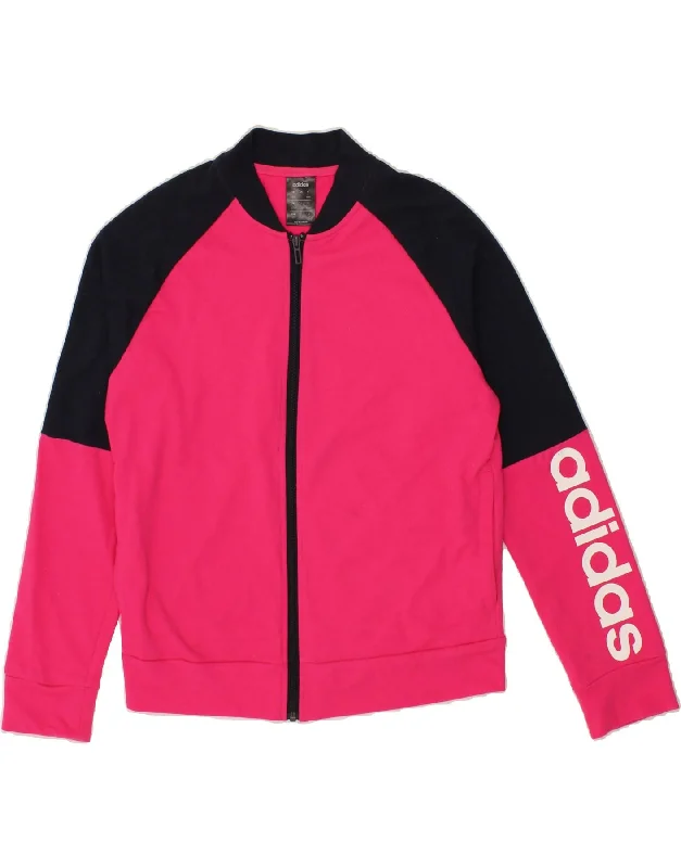 ADIDAS Womens Graphic Tracksuit Top Jacket UK 16/18 Large Pink Colourblock