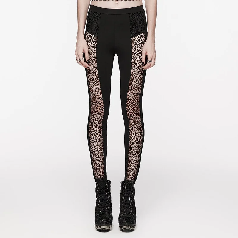 Women's Gothic Floral Cutout Leggings