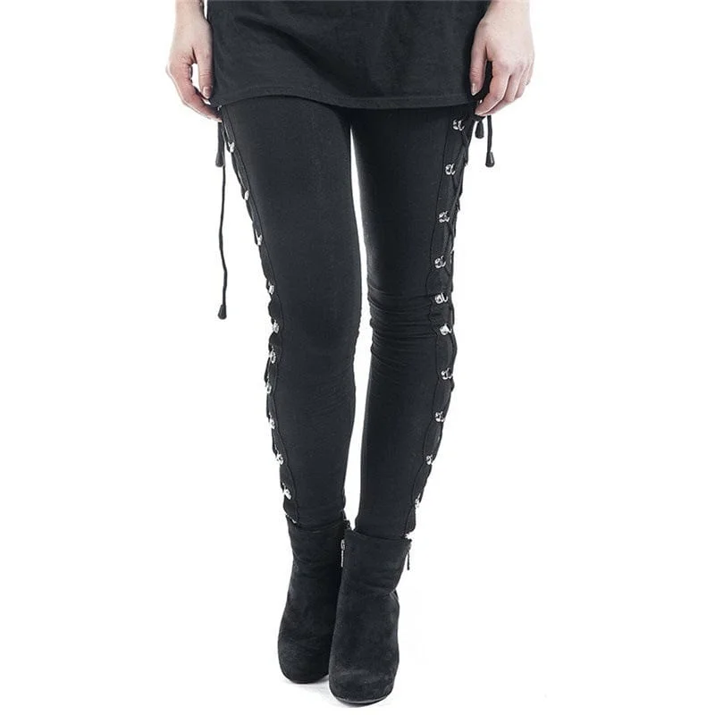 Women's Punk Lace-up Leggings