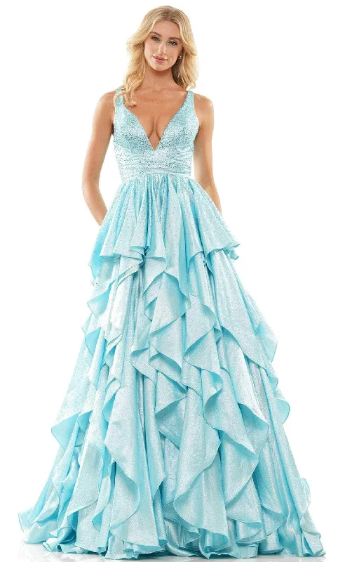 Colors Dress 2890 - Beaded Ruffle-Wavy A-line Gown