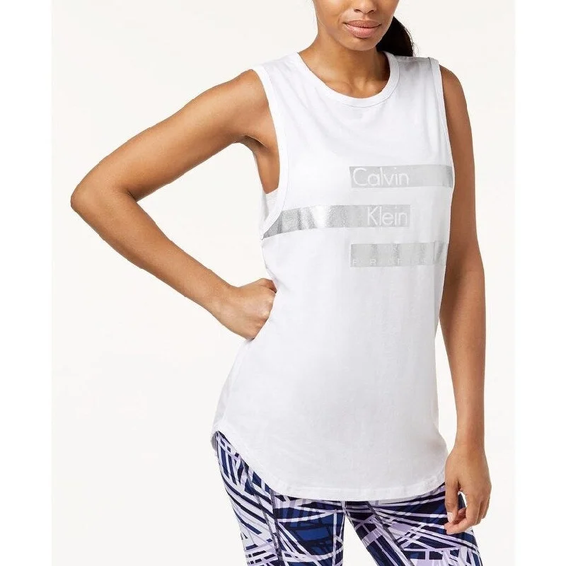 Calvin Klein Performance Women's Relaxed Logo Tank Top White Size Small - S (4 - 6)